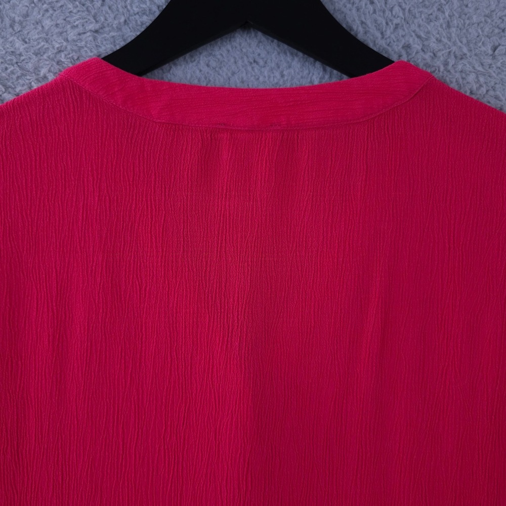 Chicos Shirt Womens 3 US XL Pink Tie Hem Button Up Dolman Sleeve Crinkle Top - Picture 9 of 9